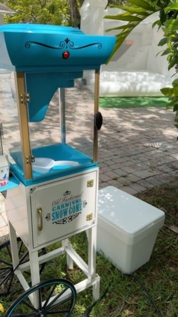 Shaved ice machine set up outdoors for a summer event in Miami