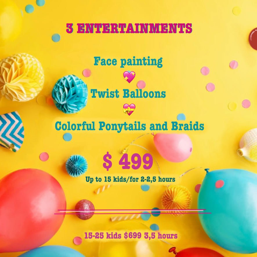 3 - in - 1 Kids' Party Package: Face Painting, Balloons & Braids! for kids parties in Miami | My Store
