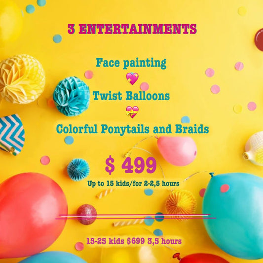 3 - in - 1 Kids' Party Package: Face Painting, Balloons & Braids! for kids parties in Miami | My Store
