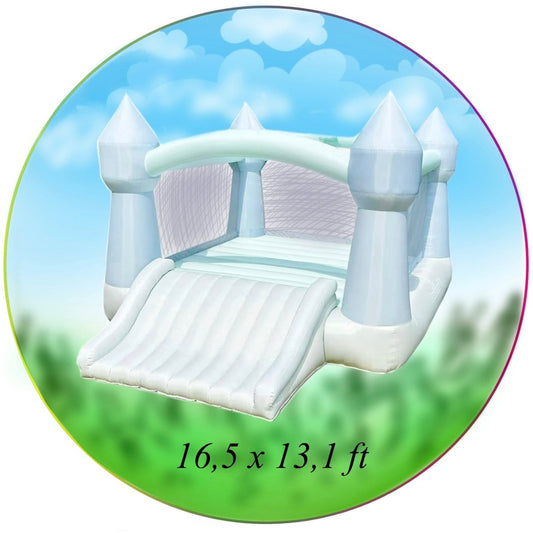 Sky Blue Bounce House with Slide 13x16.5 ft (Up to 10)– Rent in Miami | Macarena Party for kids parties in Miami | Macarena Party