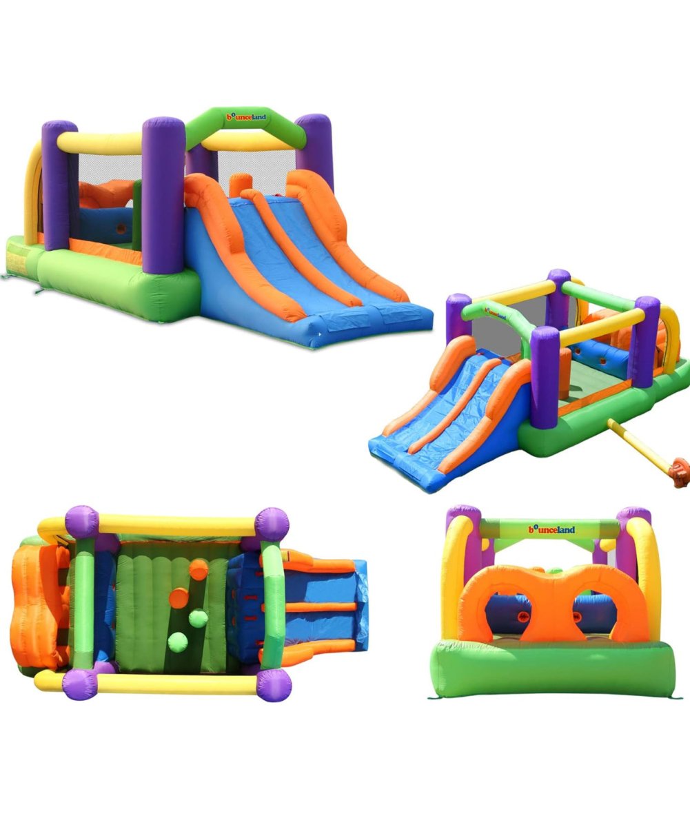 Multi - Color Adventure Bounce House with Double Slide & Obstacles 19x9 ft for kids parties in Miami | Macarena Party